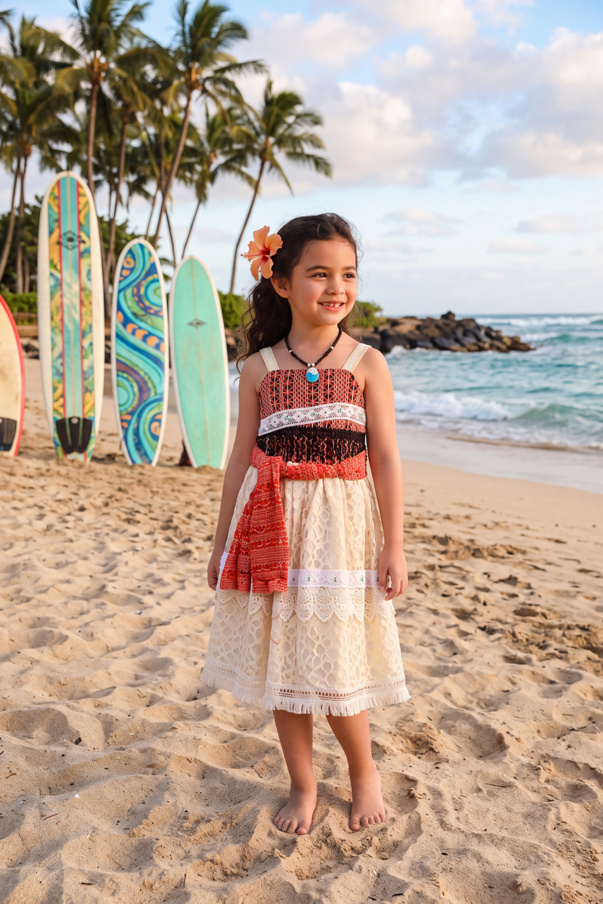 HAWAIIAN PRINCESS DRESS & NECKLACE SET