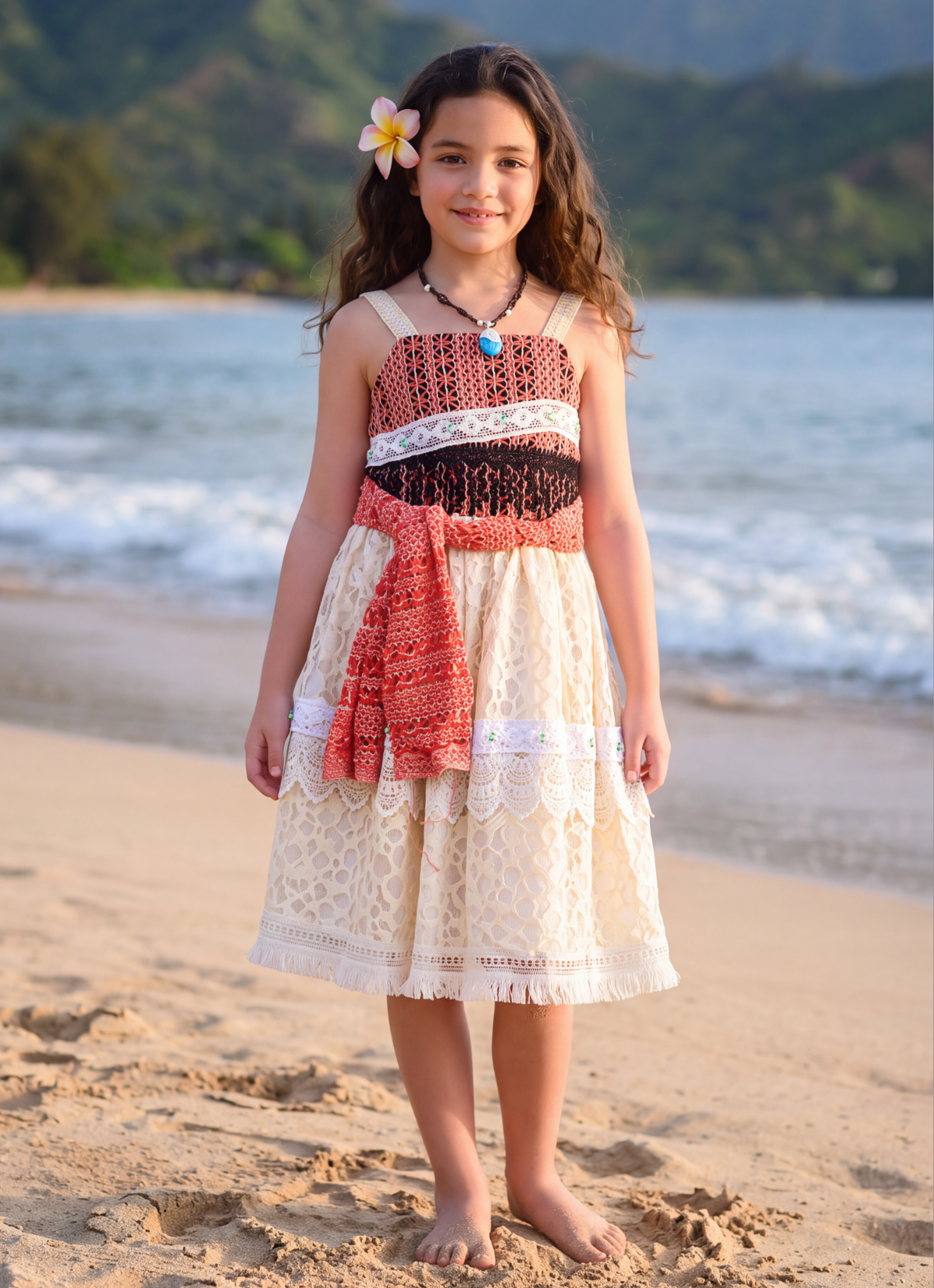HAWAIIAN PRINCESS DRESS & NECKLACE SET