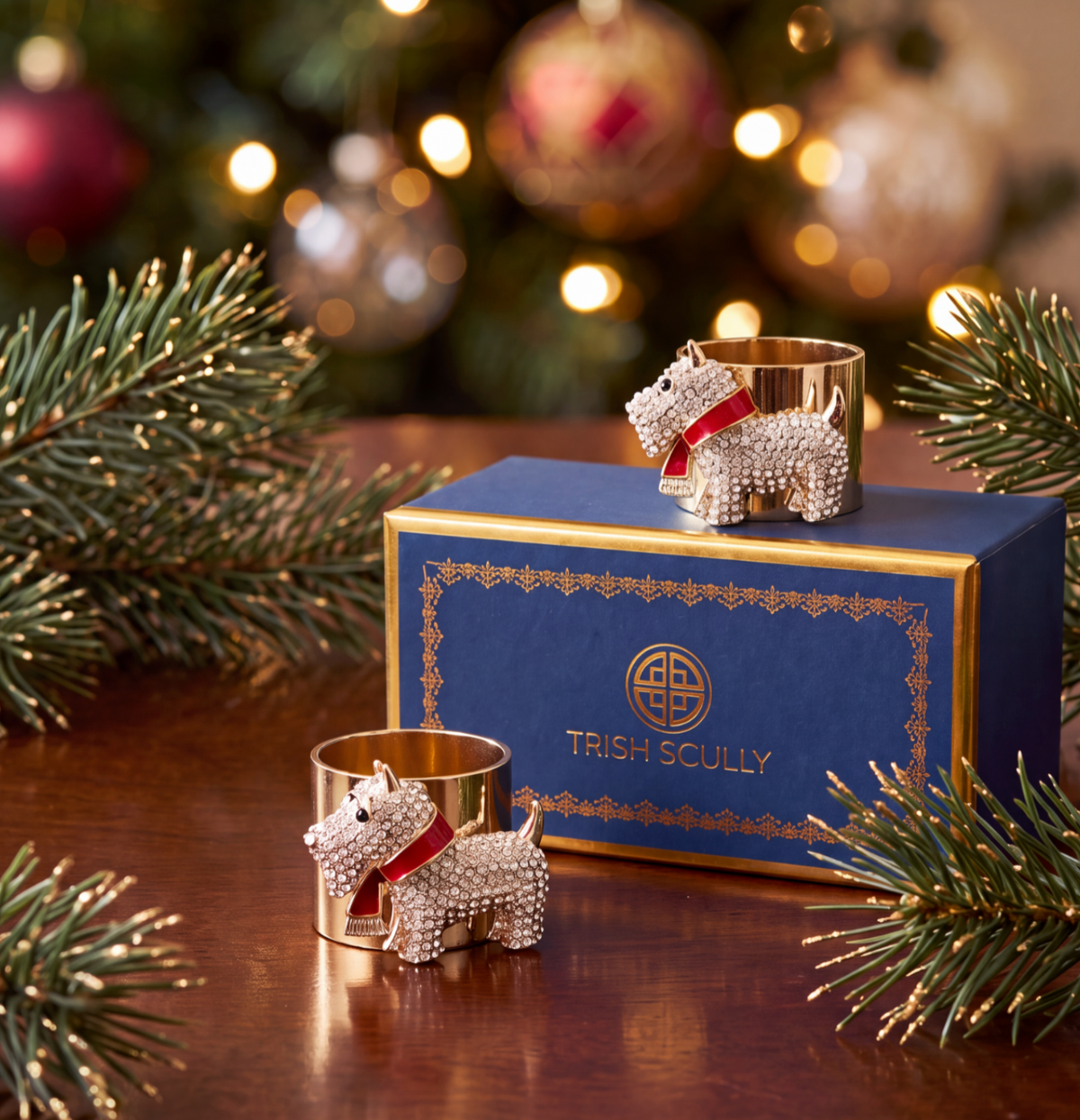SCOTTIE DOG NAPKIN RING SET OF 2