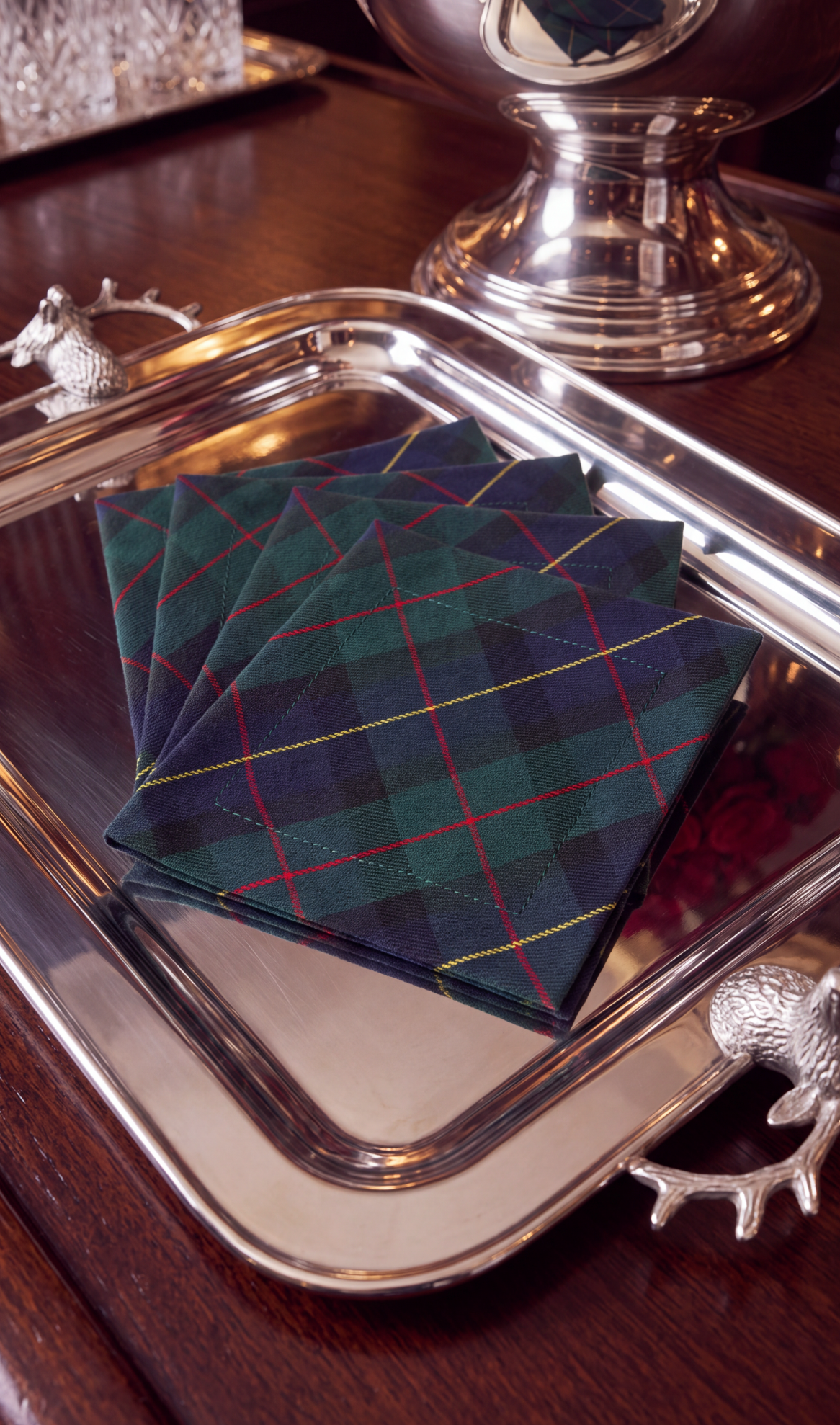 TARTAN COCKTAIL NAPKINS, SET OF 4