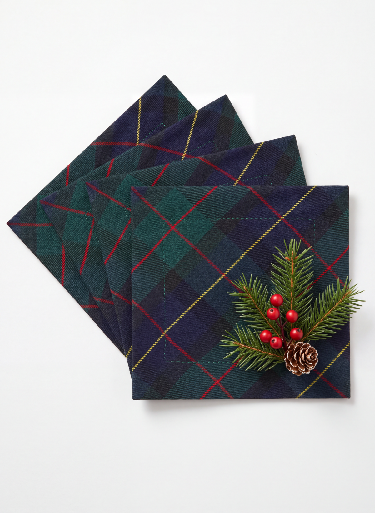 TARTAN COCKTAIL NAPKINS, SET OF 4