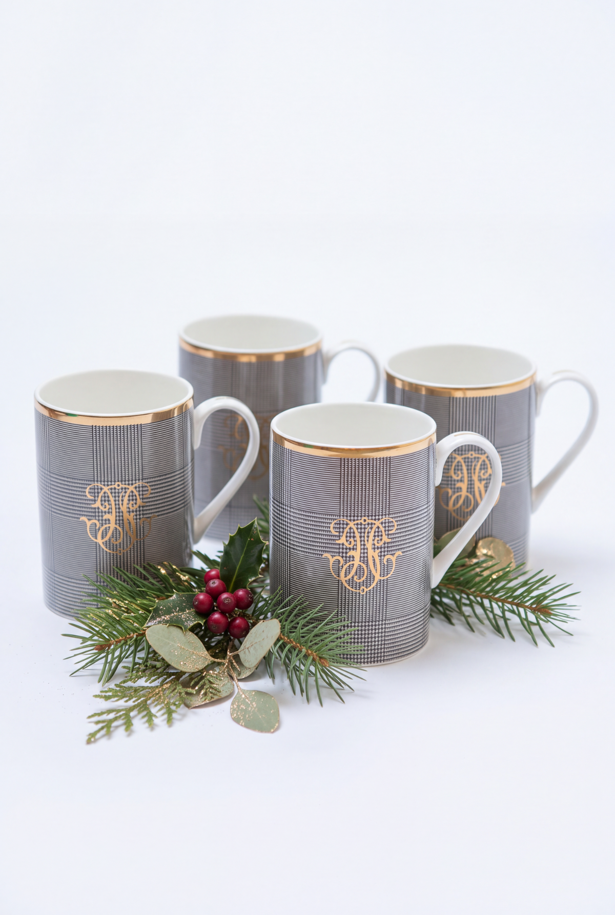 GLEN PLAID MUGS SET OF 4