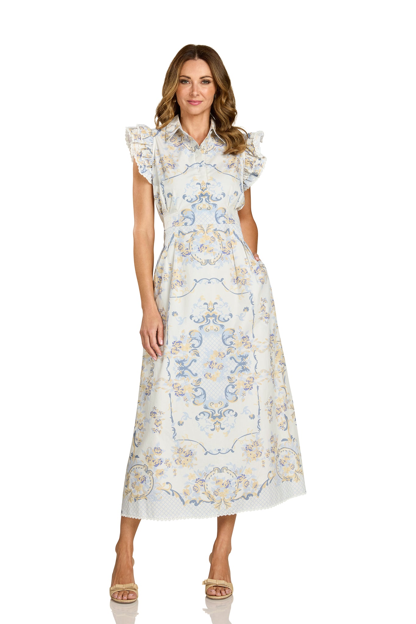 VALETTA DRESS IVORY DAMASK