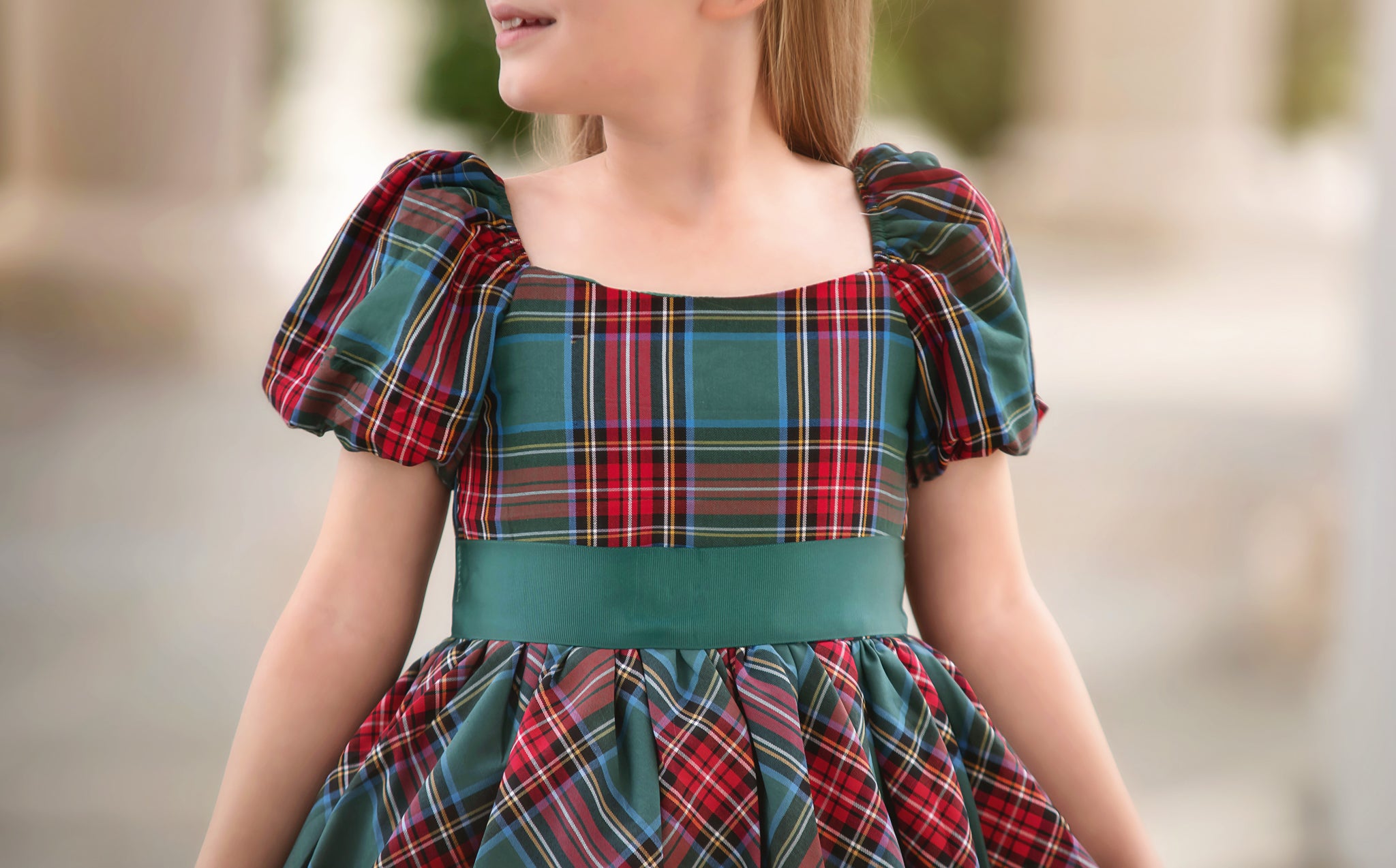 ARIELLE DRESS EMERALD TARTAN