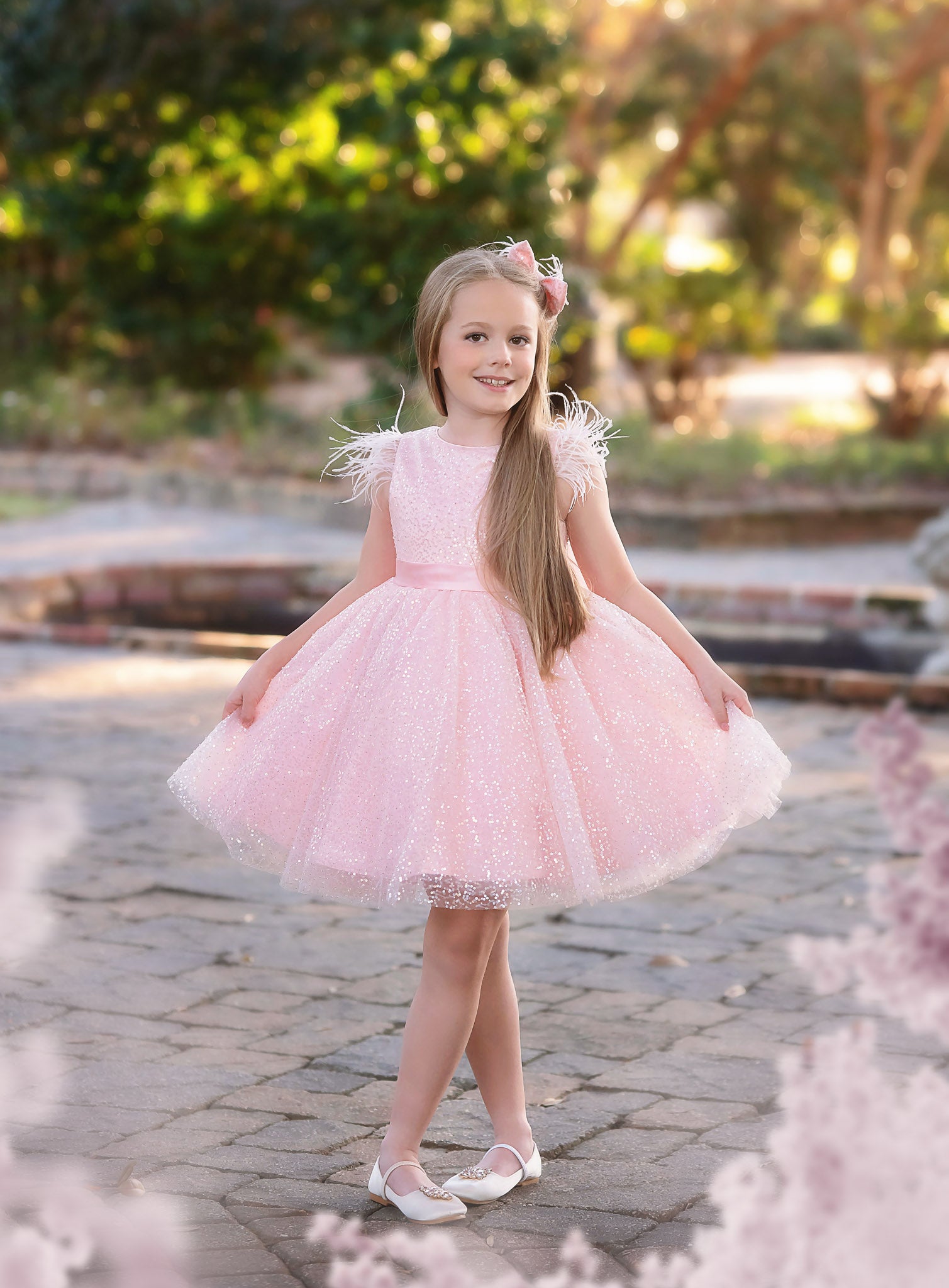 LUXURY COLLECTION ELIANA DRESS & BOW SET BLUSH PINK