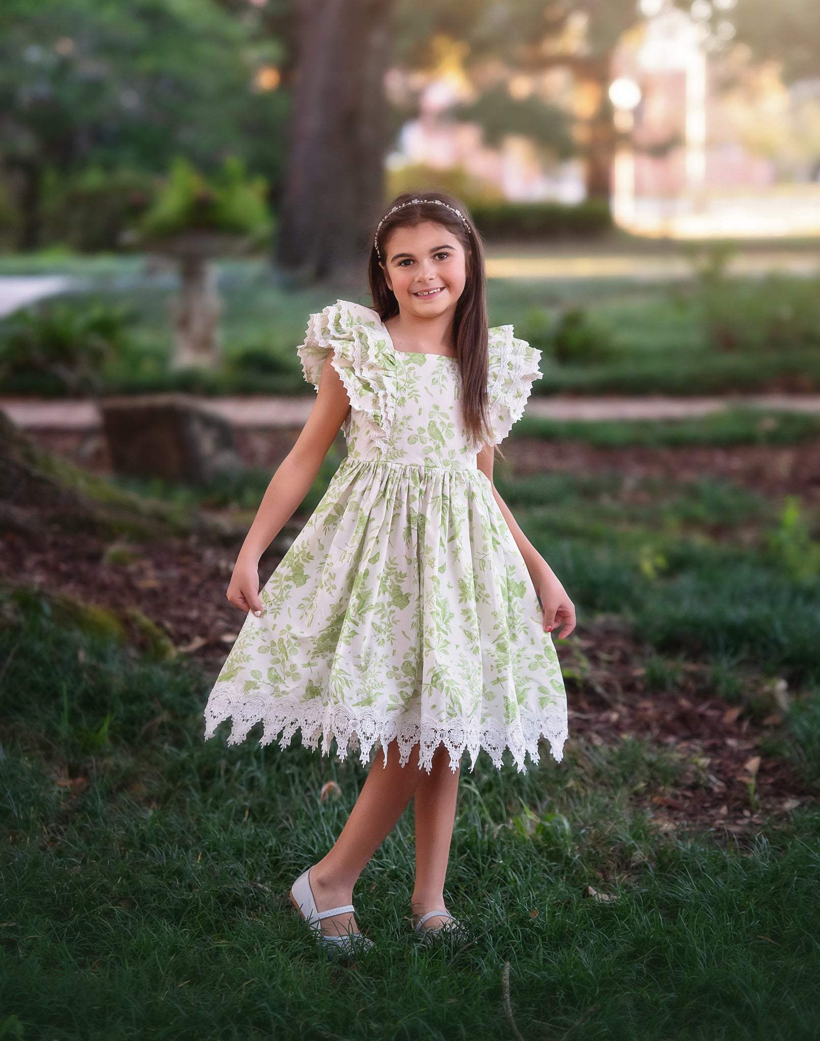 ANNA DRESS GREEN FLORAL