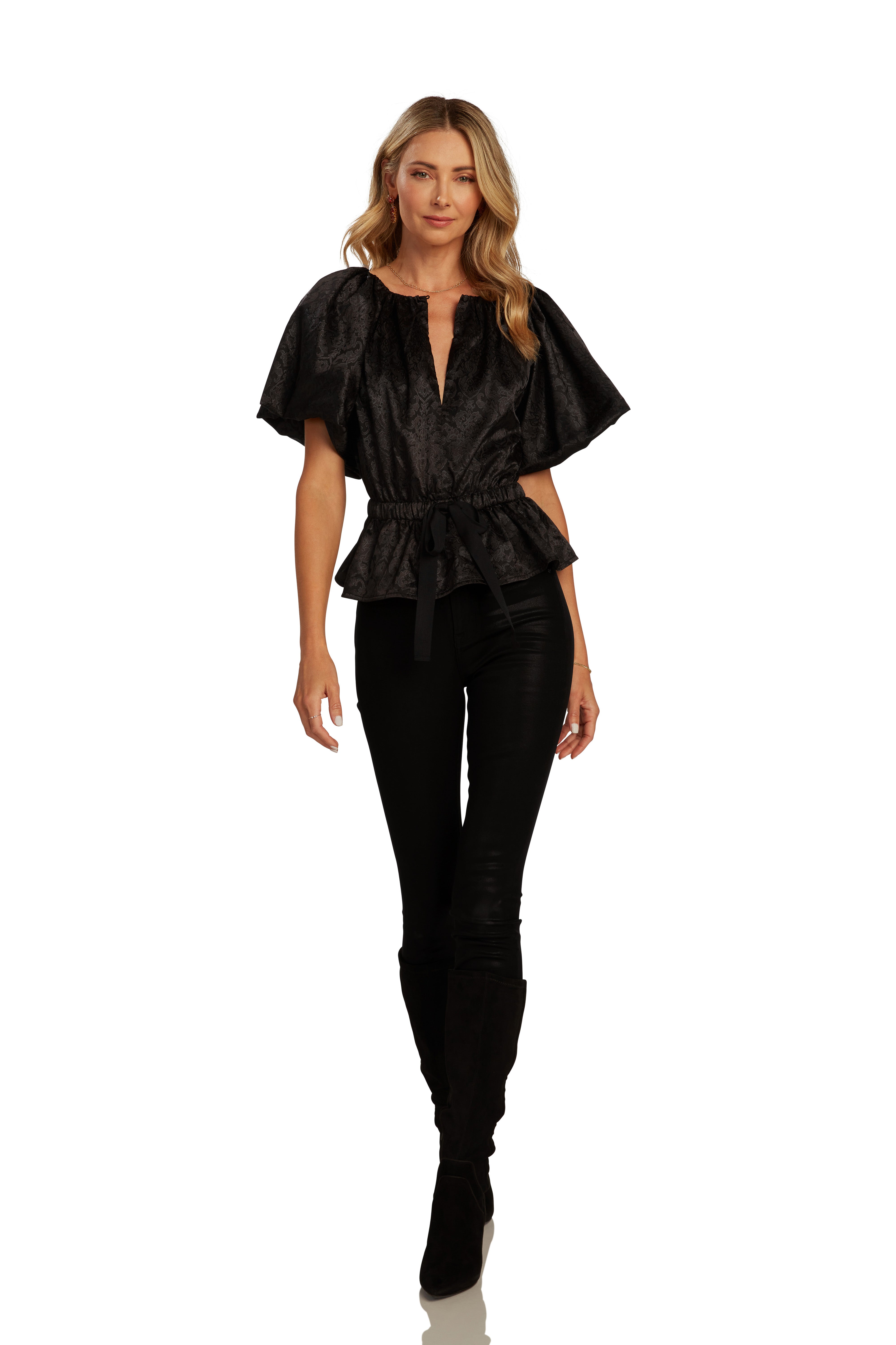 TABITHA BLOUSE BLACK JACQUARD