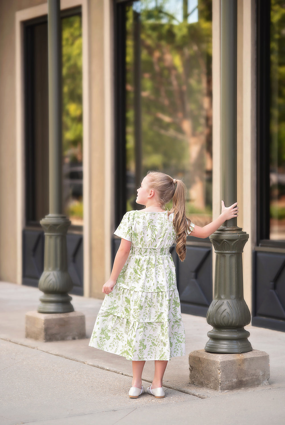 Emmie String-Tie Bust Ruched Mini Dress Floral Print Green