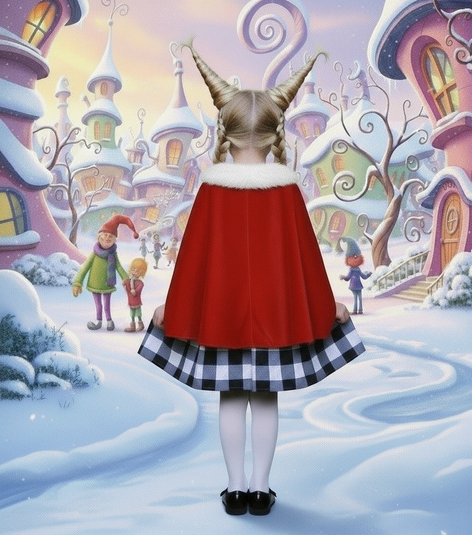 SANTA'S SILLY HELPER DRESS & CAPE SET