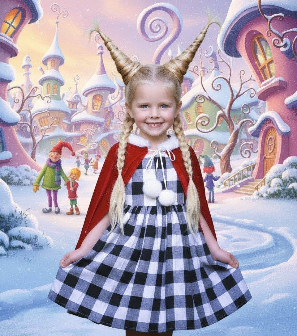 SANTA'S SILLY HELPER DRESS & CAPE SET