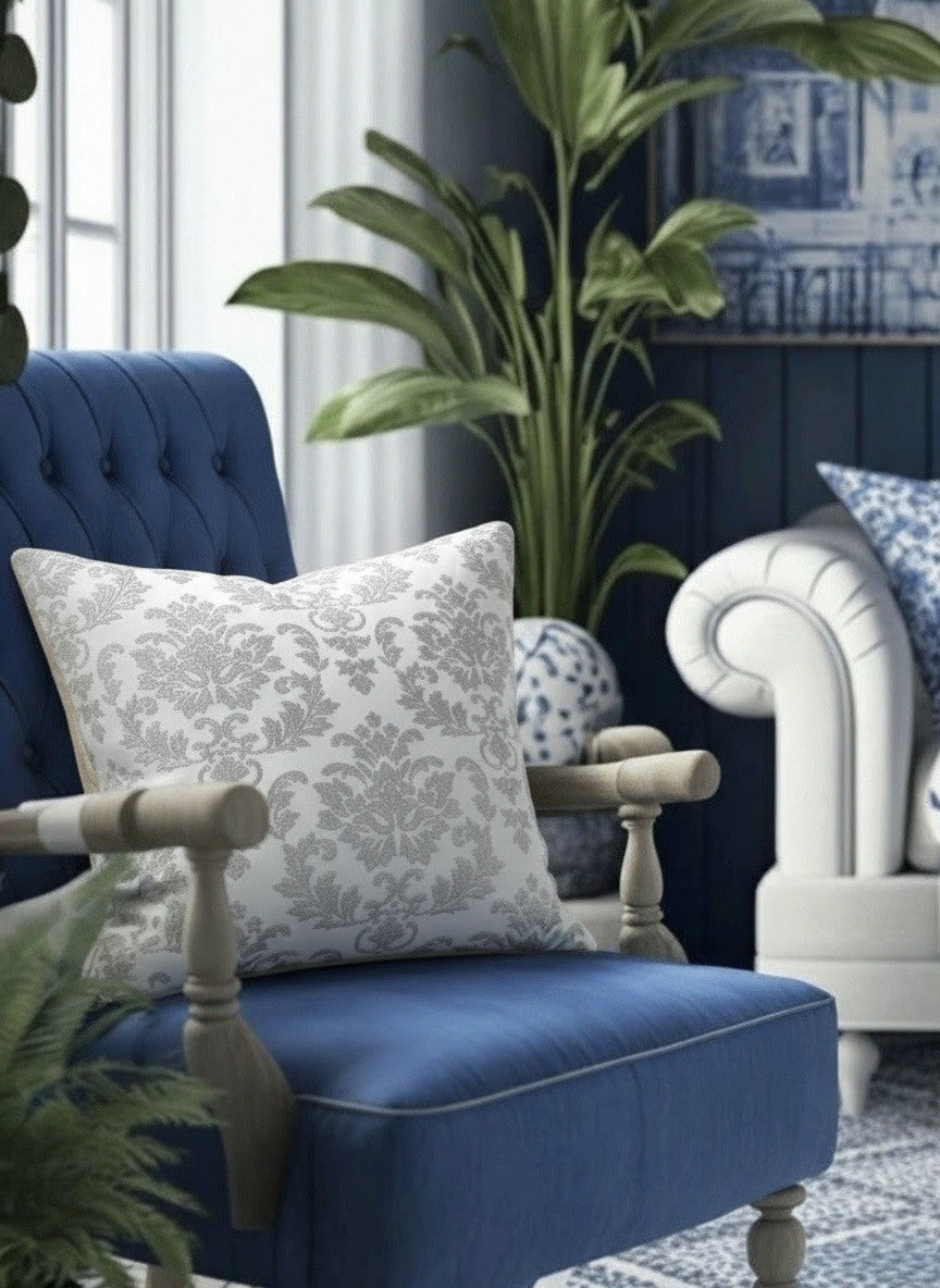 VERSAILLES PILLOW IVORY DAMASK EMBROIDERY