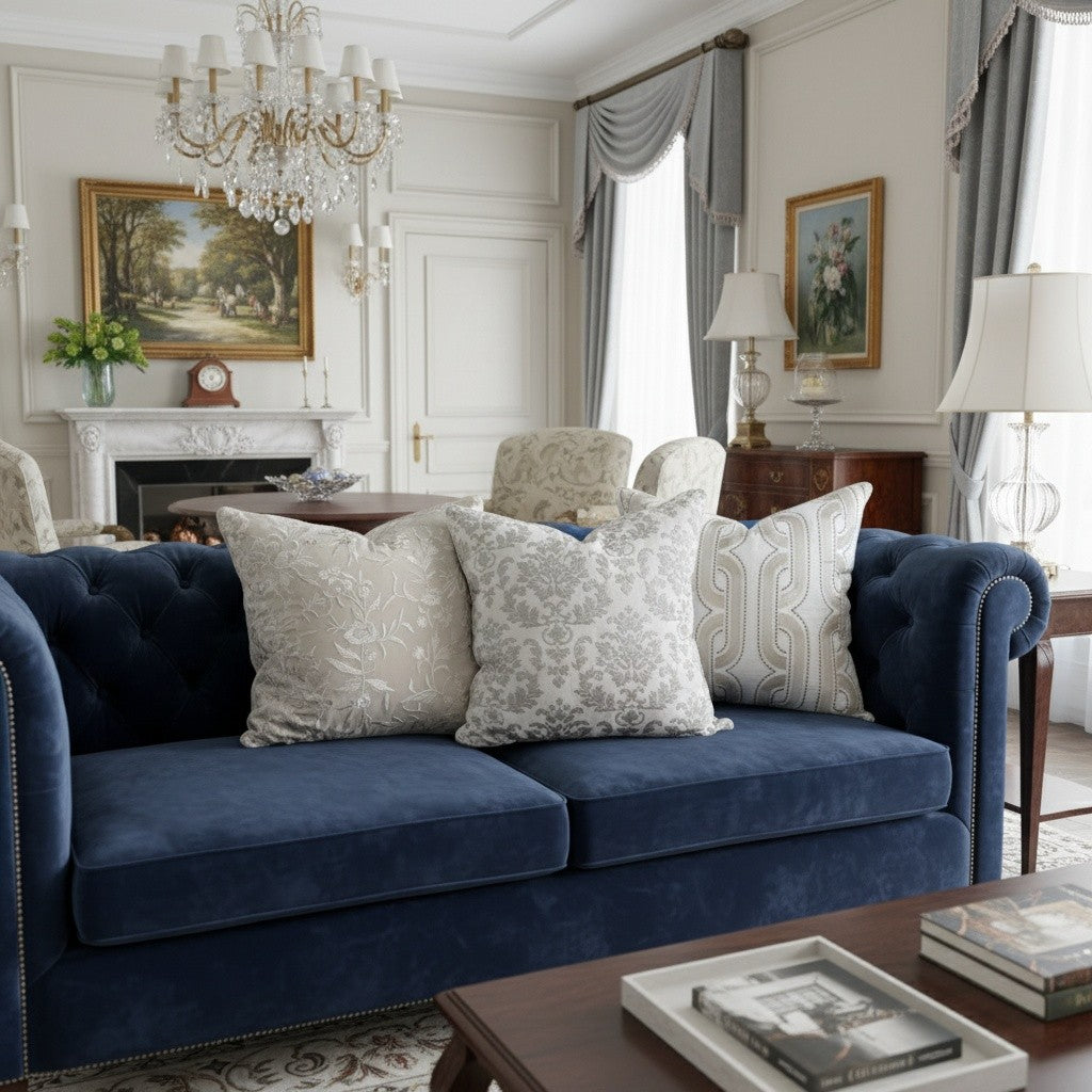 VERSAILLES PILLOW IVORY DAMASK EMBROIDERY