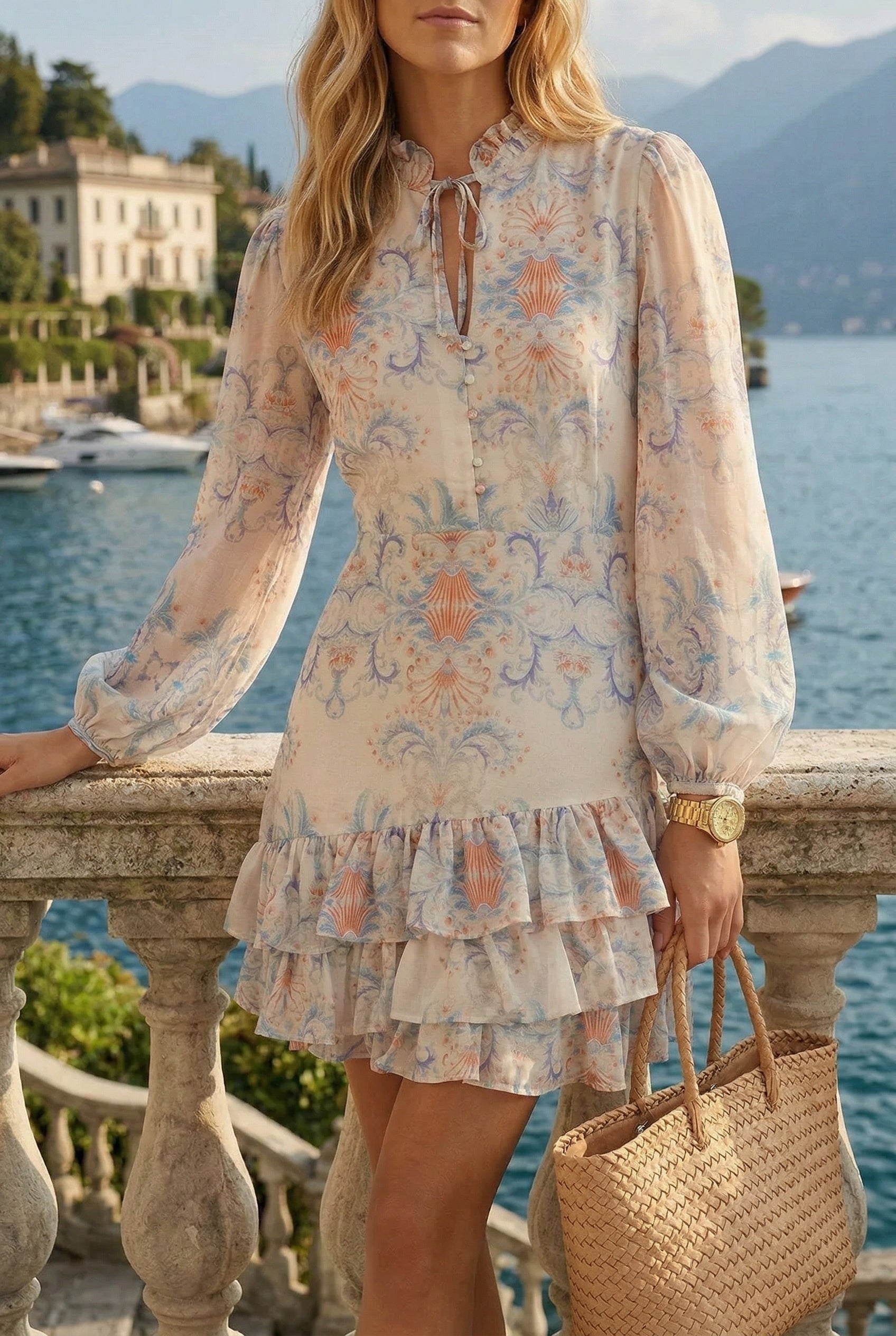 MORGAN DRESS IVORY DAMASK