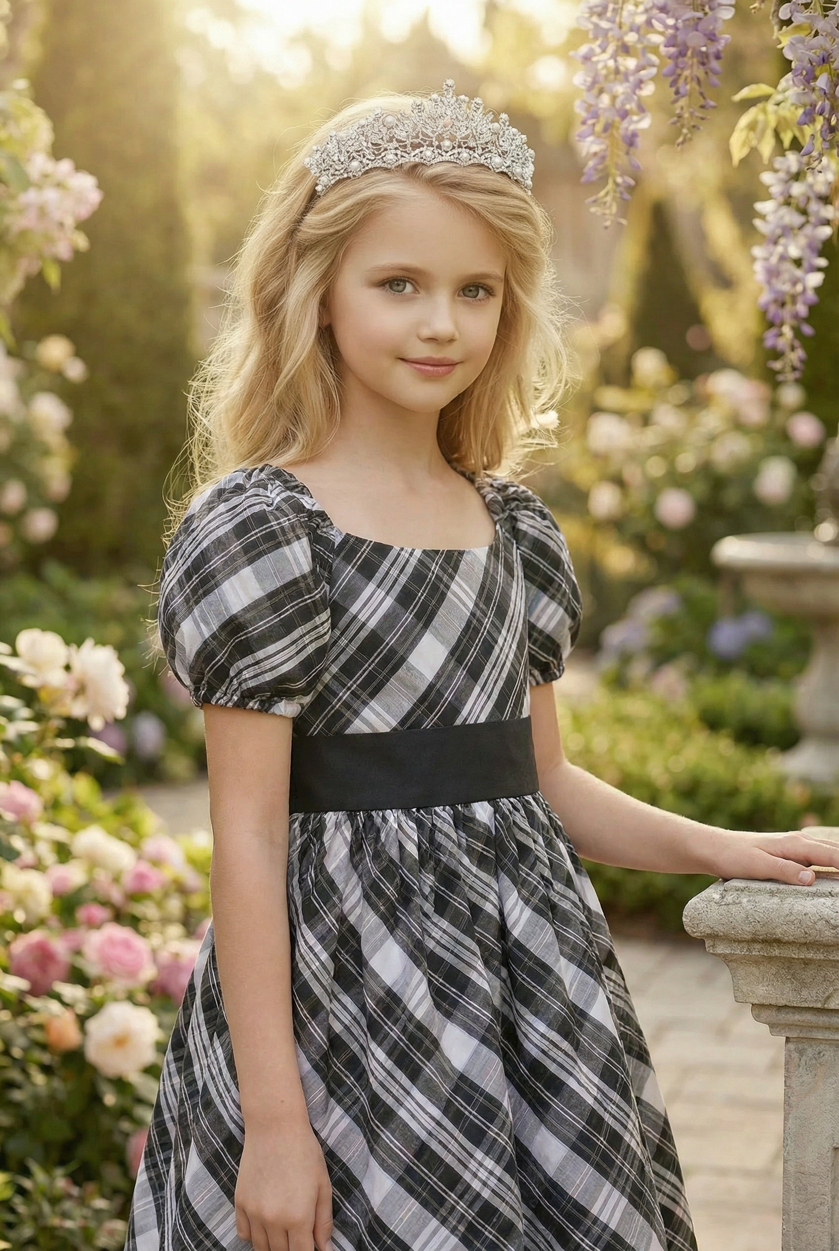 Arielle Dress Black & White Plaid 3