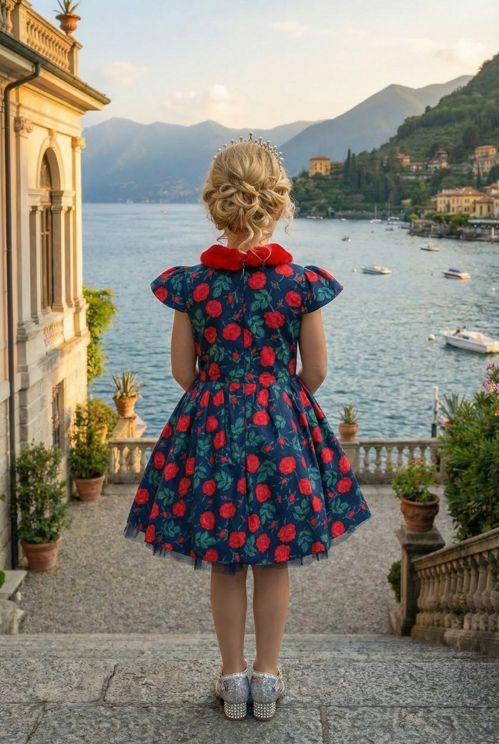 EVANGELINE DRESS NAVY ROSE FLORAL