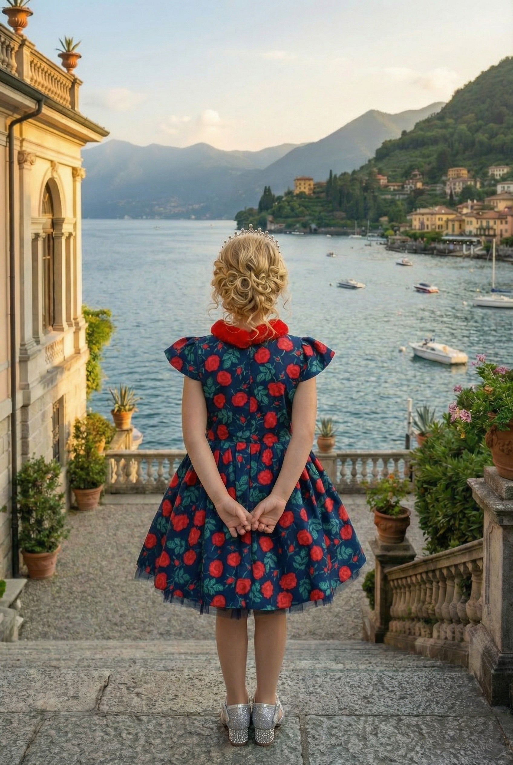 EVANGELINE DRESS NAVY ROSE FLORAL