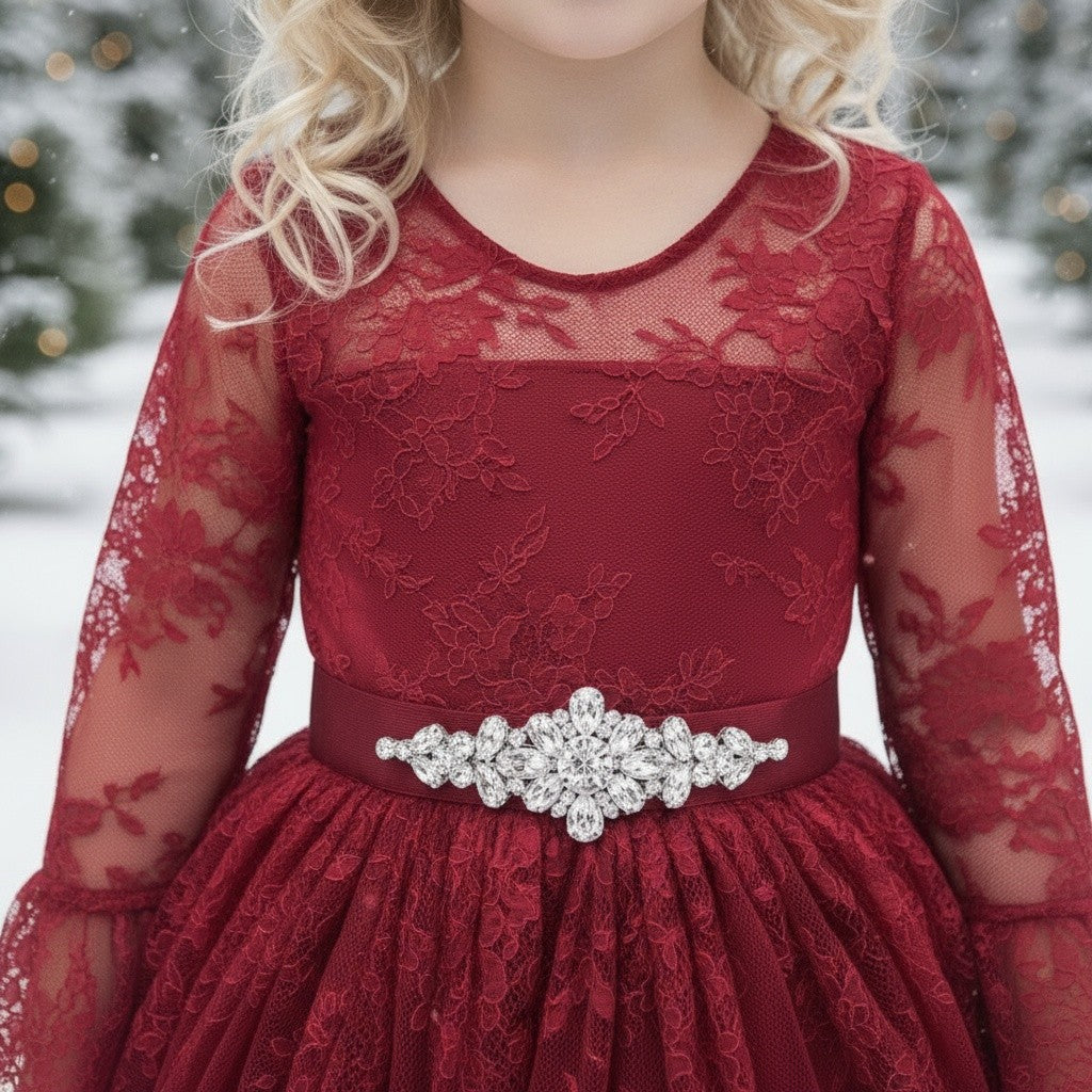 AINSLEY DRESS & BELT SET CRIMSON