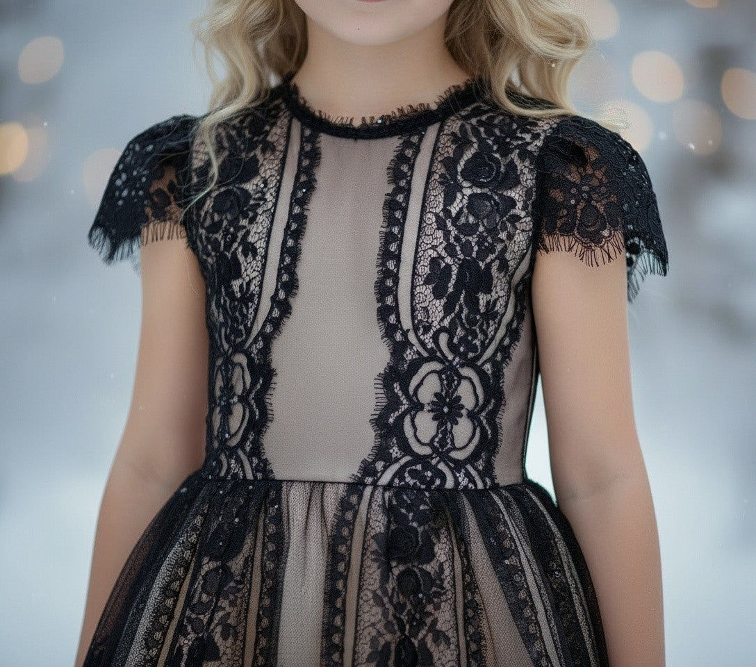 GWENDOLYN GOWN BLACK/NATURAL