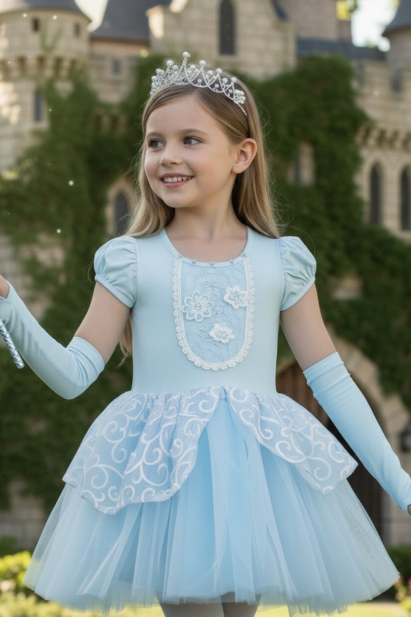 Princess Adeline Mini Dress & Gloves Set Blue