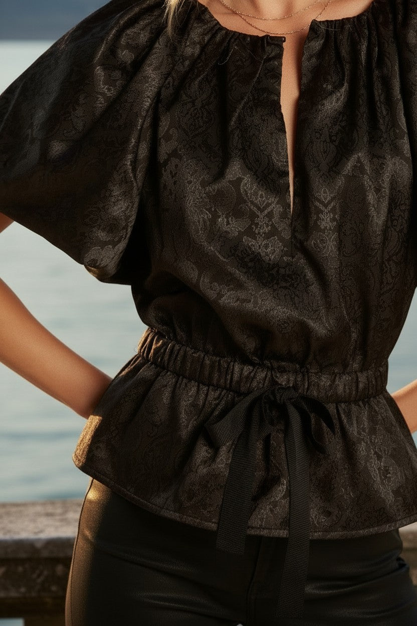 TABITHA BLOUSE BLACK JACQUARD