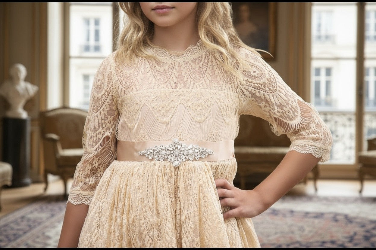 BELLA RAFAELA GOWN & BELT SET BUTTERSCOTCH