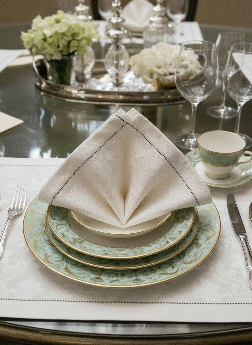 MILANO WHITE JACQUARD NAPKINS SET OF 4