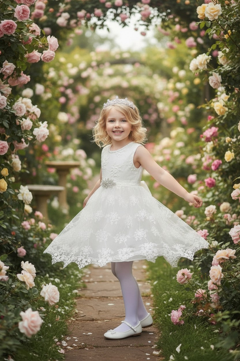 BELLA BRIANNA DRESS & BELT SET WHITE