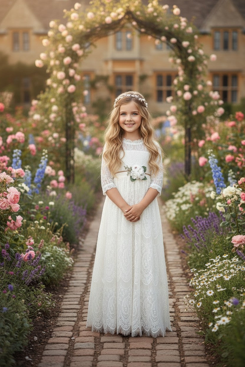 BELLA RAFAELA GOWN & BELT SET WHITE