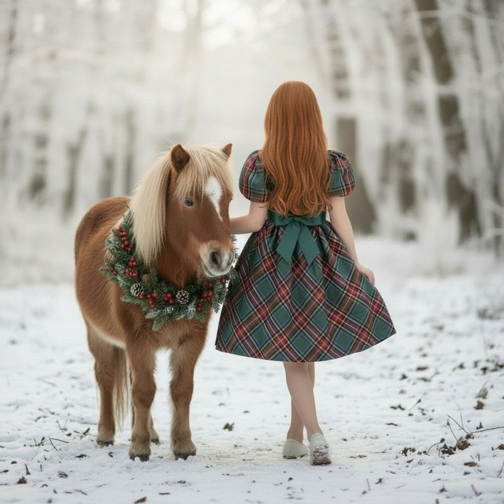 ARIELLE DRESS EMERALD TARTAN