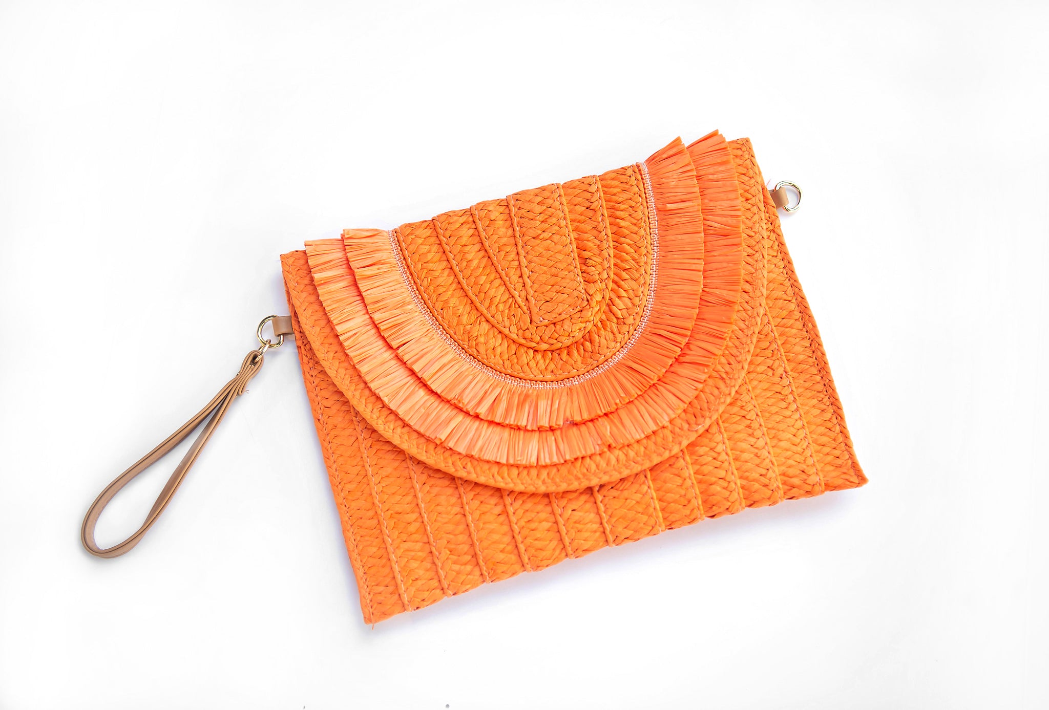 LEILANI WOVEN CLUTCH TANGERINE