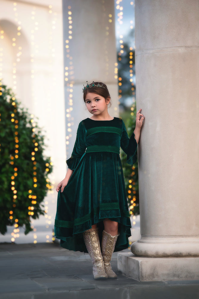 LILY DRESS EMERALD VELVET