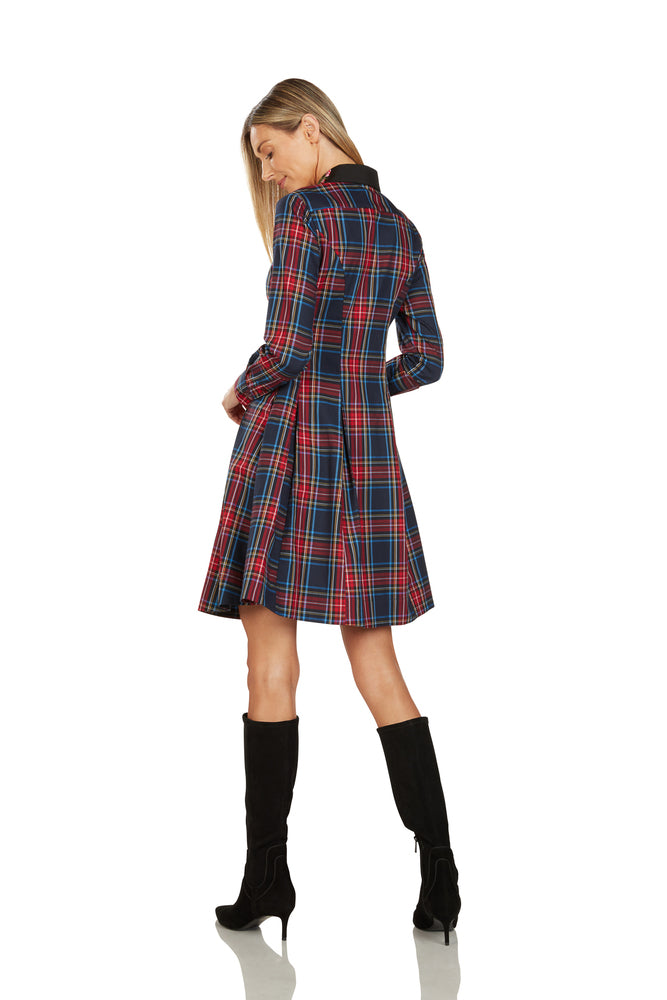 TRACY EMBROIDERED COLLAR TARTAN DRESS