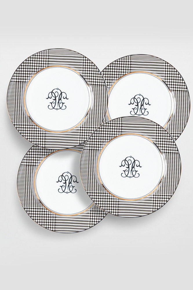 GLEN PLAID APPETIZER PLATES-4PC. SET