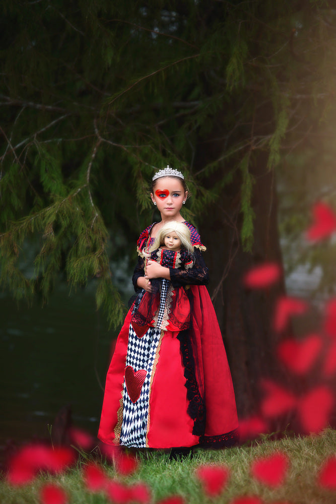 queen of hearts dress Toddler Costume Girls 2T-3T black hearts Floor Queen of Hearts Halloween Cosplay