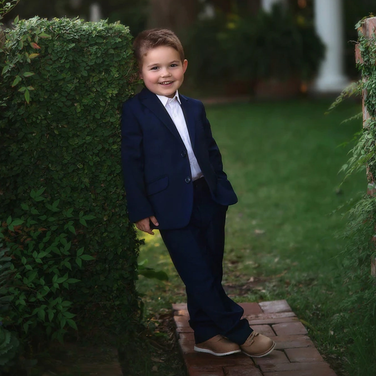 BOYS NAVY BLUE BROOKS SUIT 3PC. SET