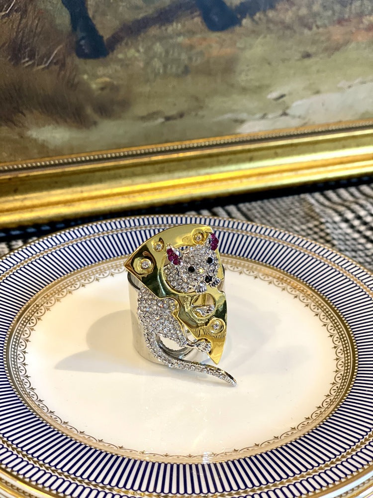 MOUSE & CHEESE NAPKIN RING SET OF 2
