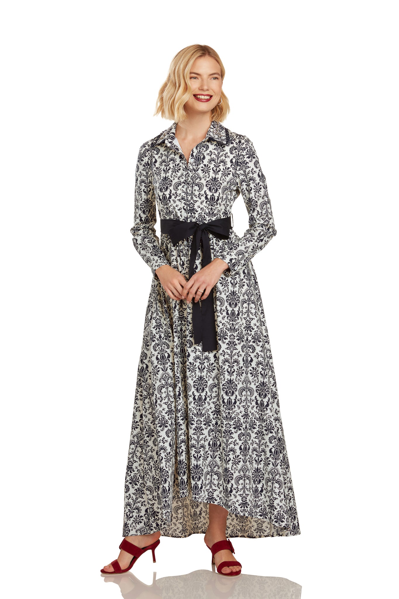 CONSTANCE MAXI DRESS NAVY DAMASK