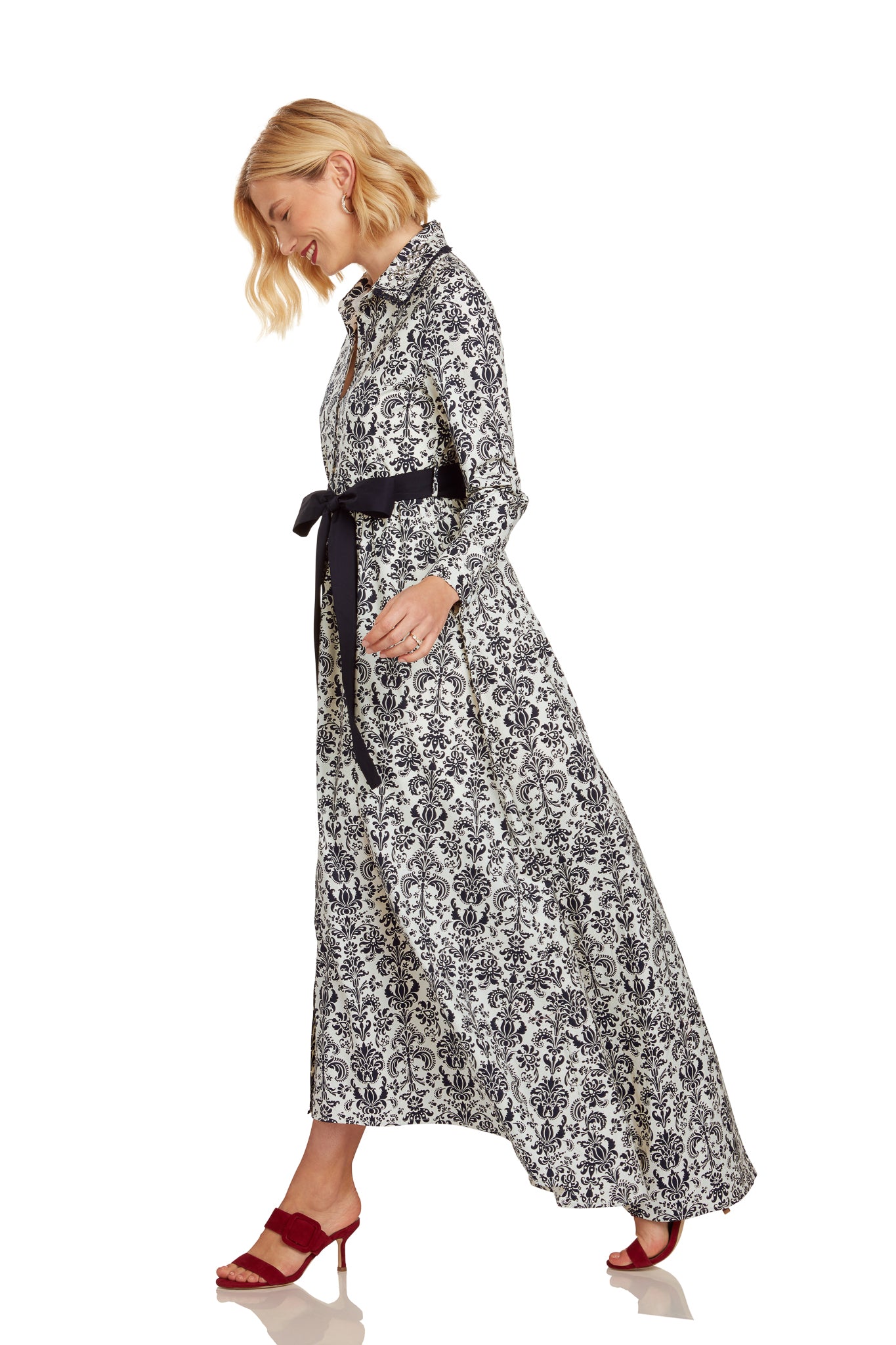 CONSTANCE MAXI DRESS NAVY DAMASK