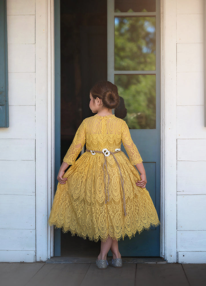 FALL DRESS SALE BELLA RAFAELA DRESS & BELT SET SUNFLOWER