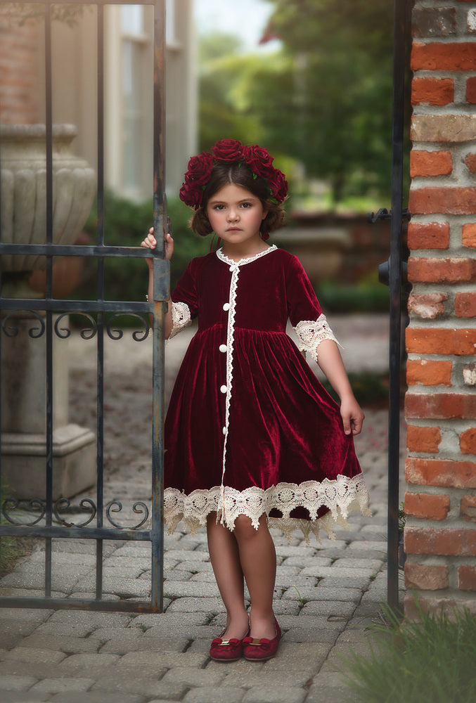 FALL DRESS SALE ROSALINA DRESS BURGUNDY VELVET