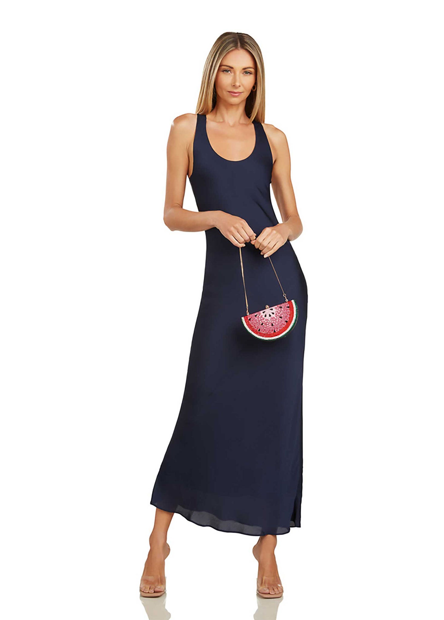 GISELE BIAS CUT MAXI DRESS NAVY