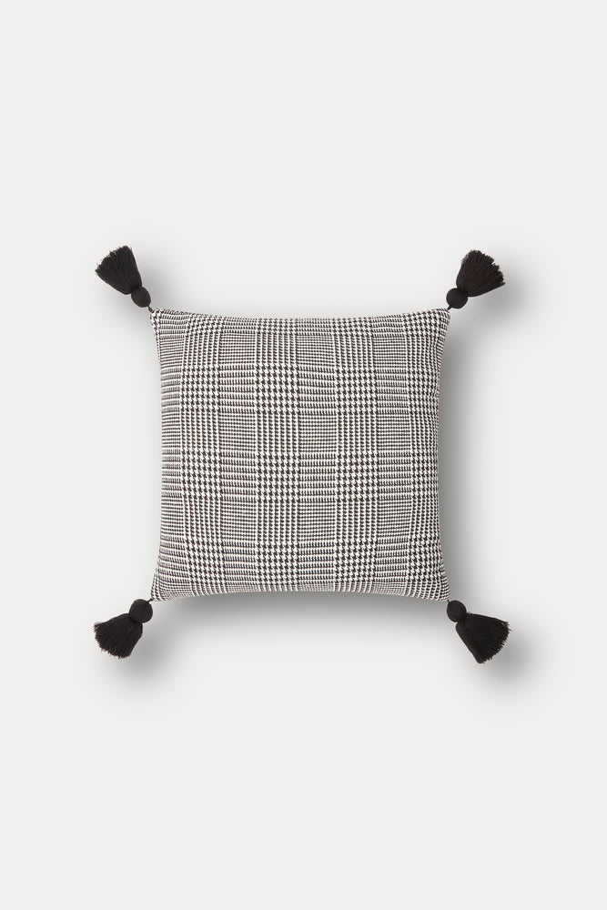 GLEN PLAID TASSEL PILLOW CASE