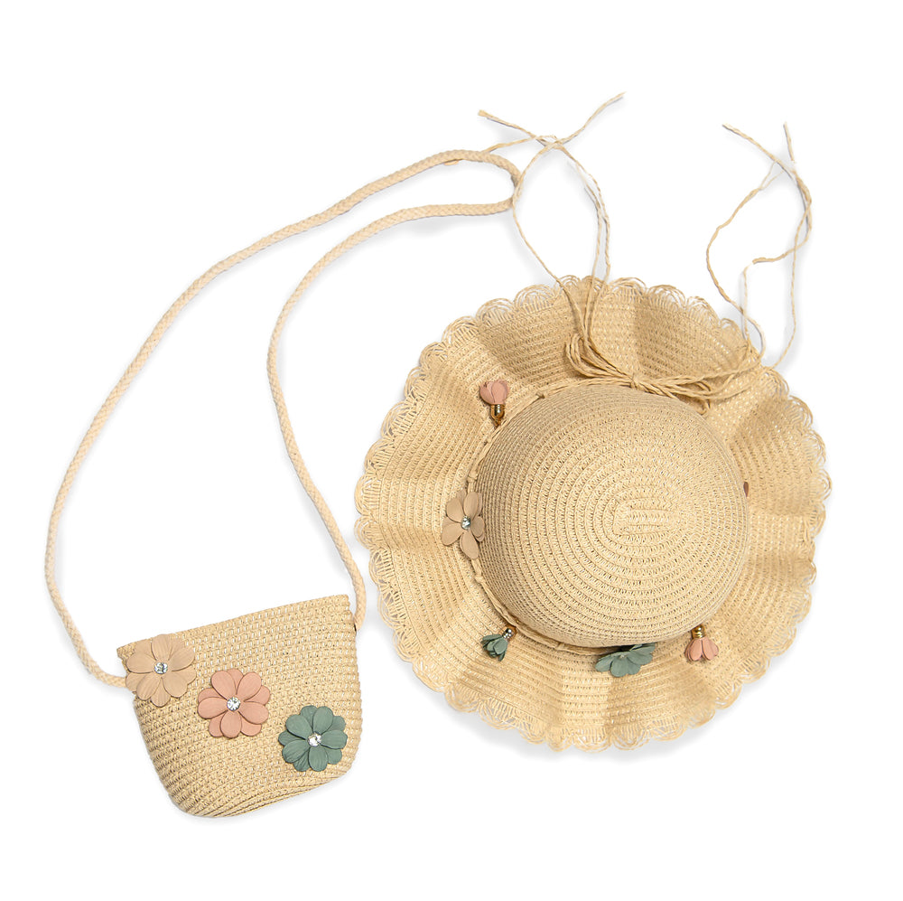 DAISY HAT & PURSE SET NATURAL