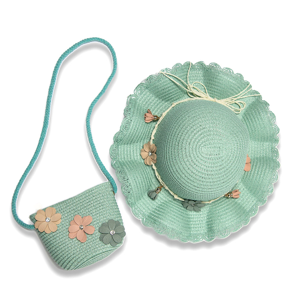 DAISY HAT & PURSE SET BLUE