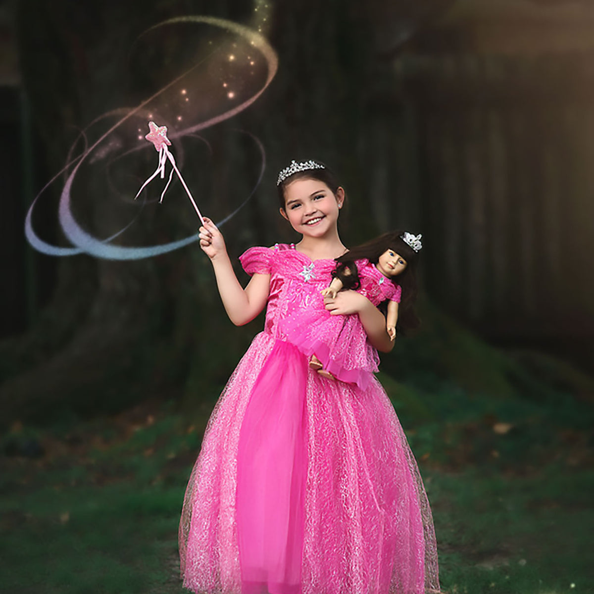 open lace back dress Pink Princess Doll Dress