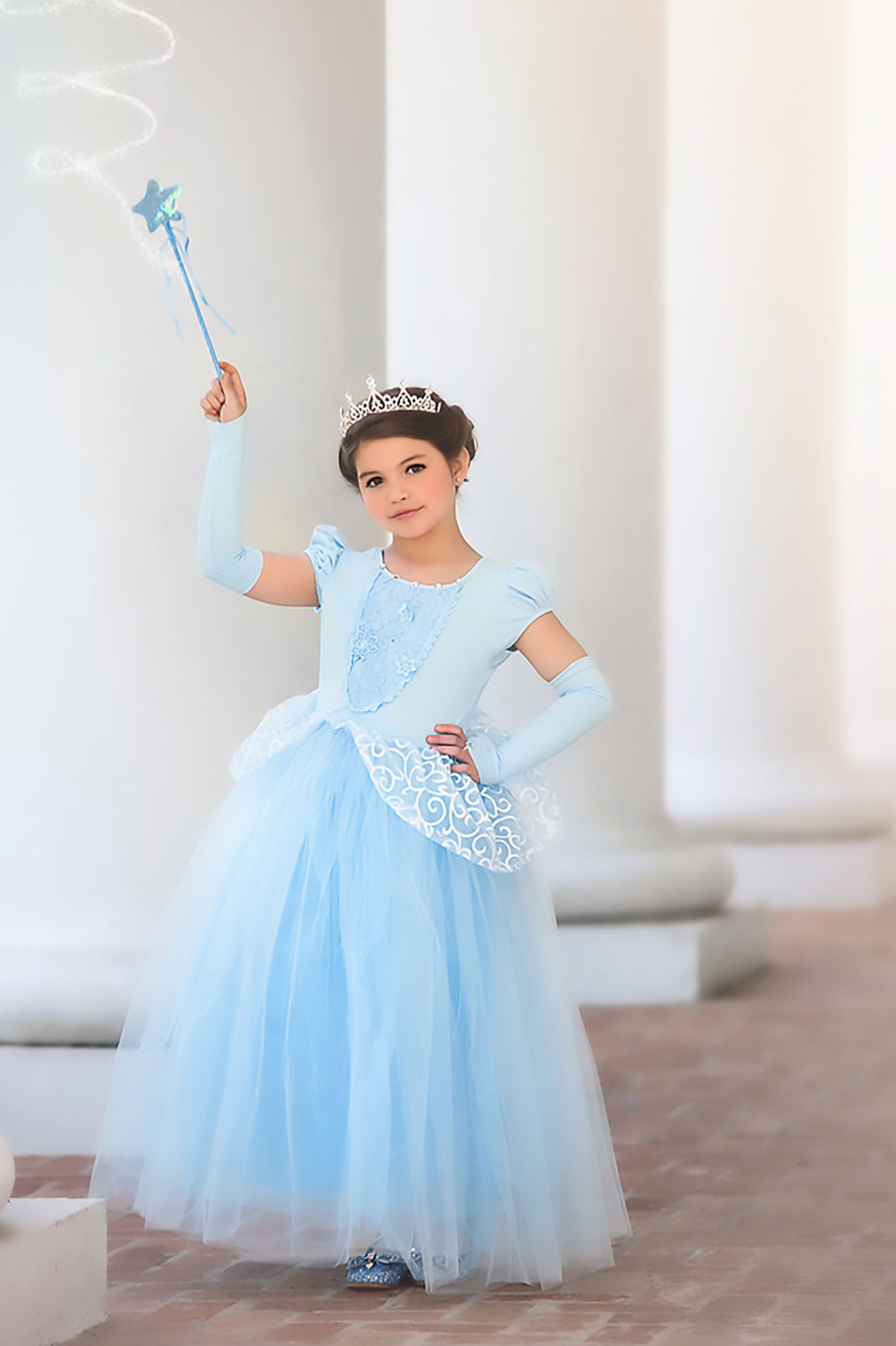 PRINCESS ADELINE GOWN & GLOVES SET BLUE