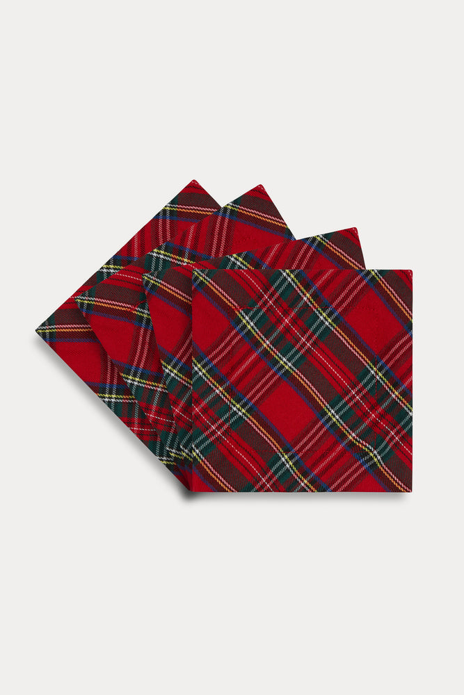 ROYAL STEWART TARTAN COCKTAIL NAPKINS SET OF 4