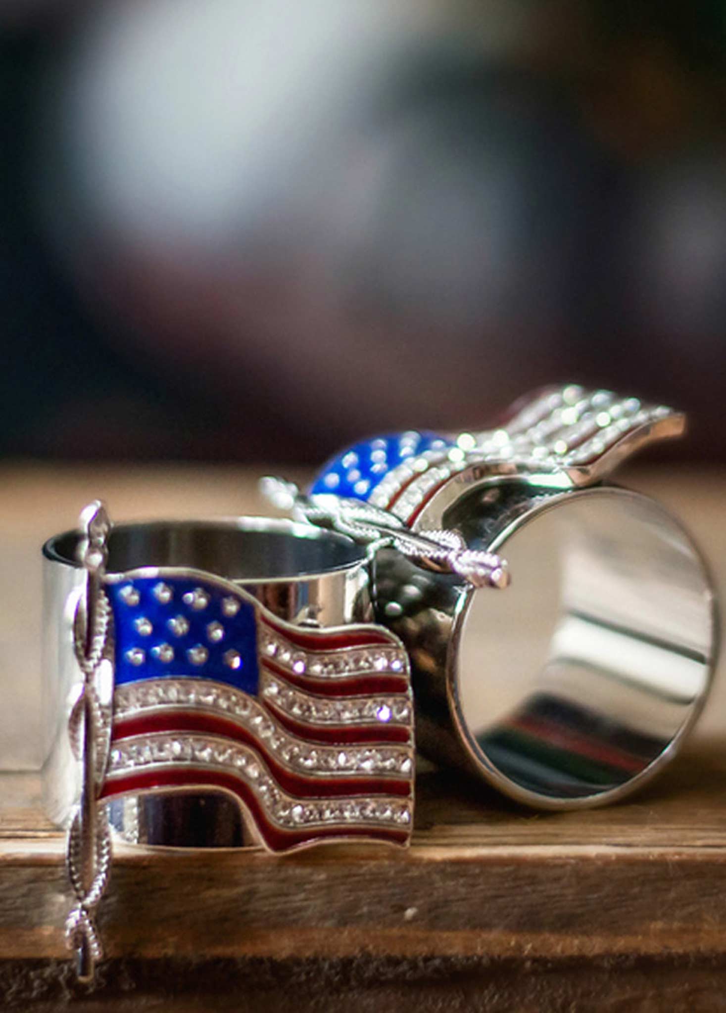 AMERICAN FLAG NAPKIN RING SET OF 2