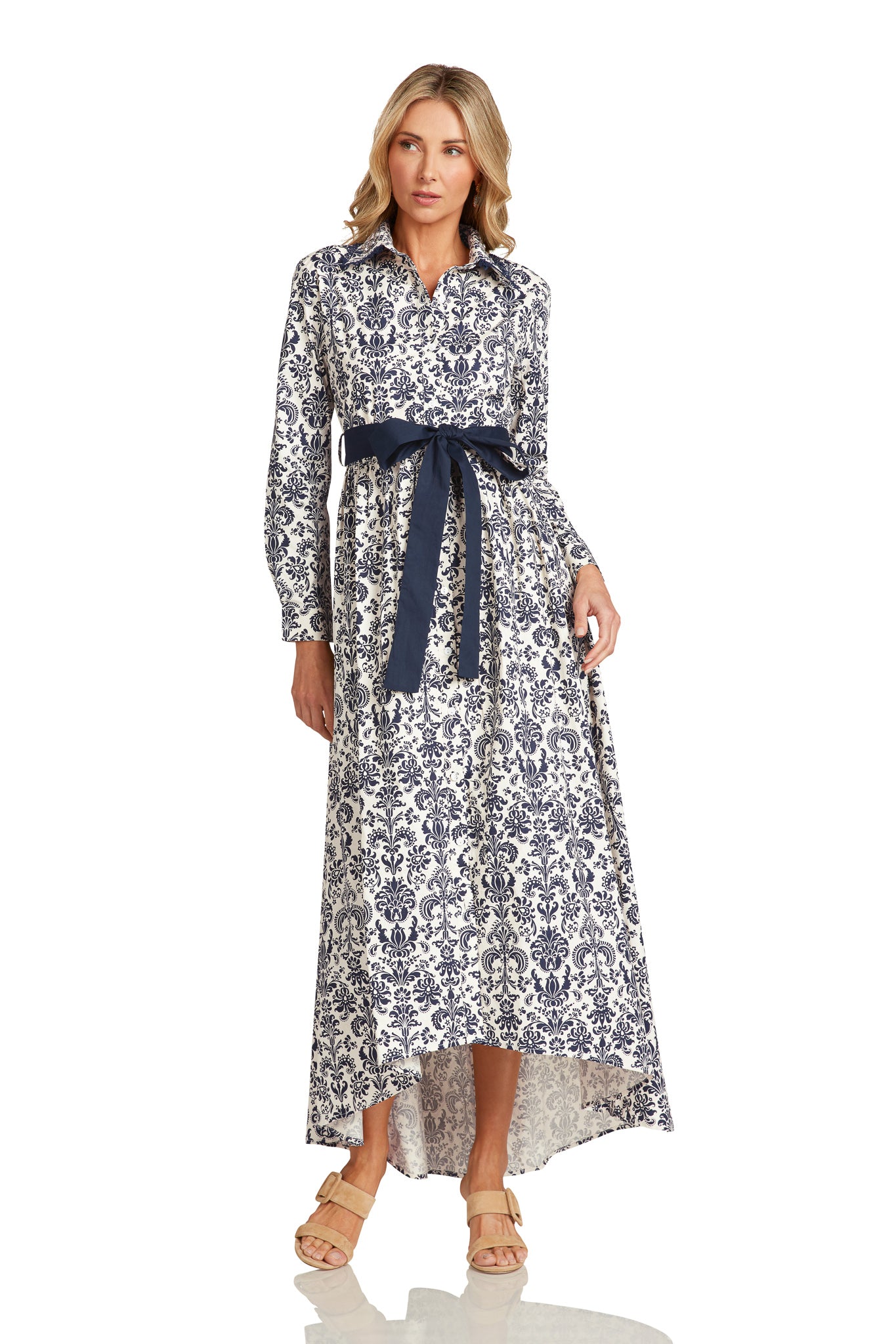 CONSTANCE MAXI DRESS NAVY DAMASK