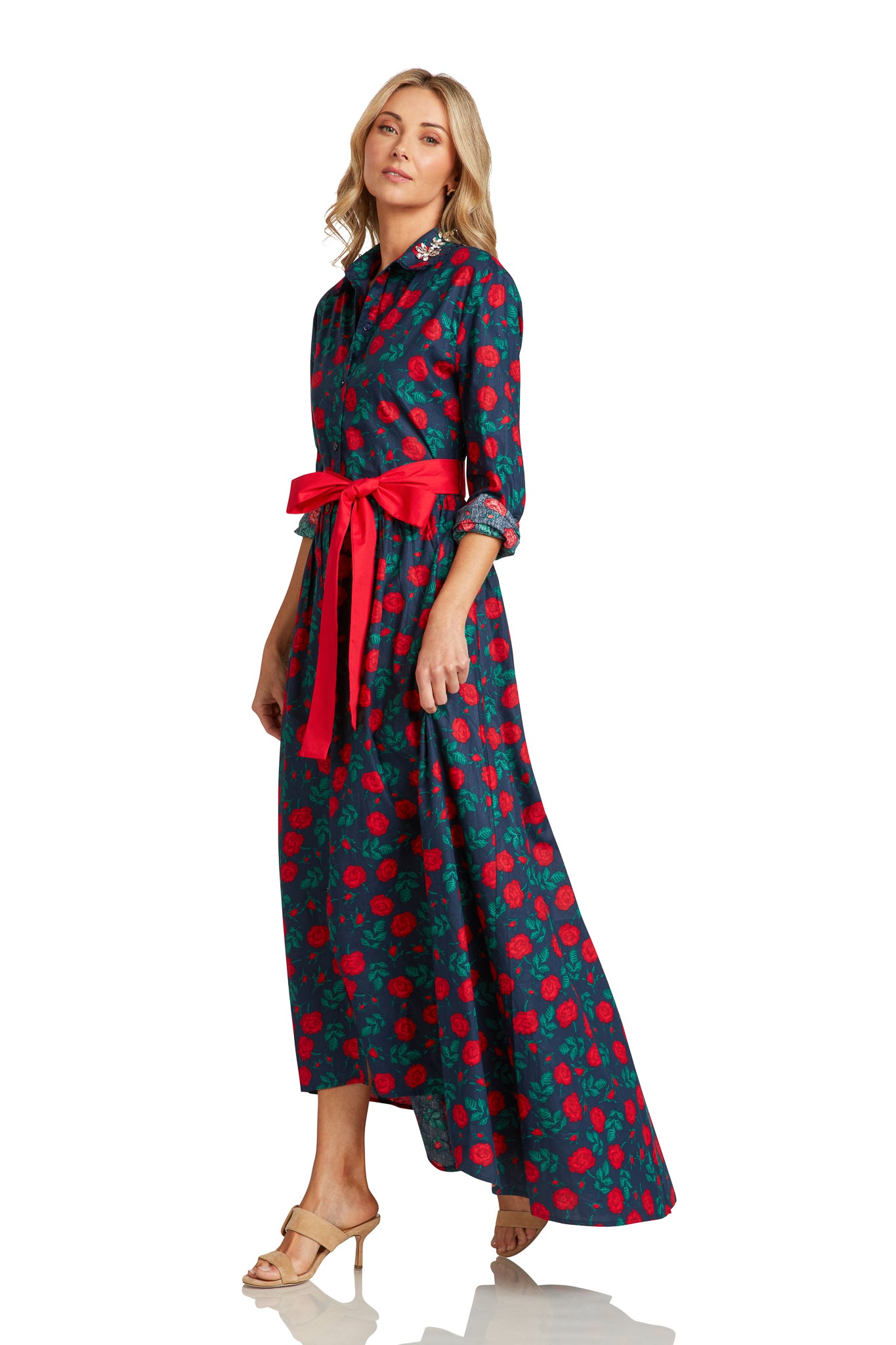 CONSTANCE MAXI DRESS NAVY ROSE FLORAL